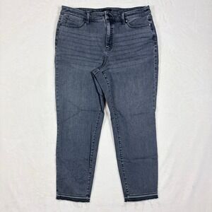 Talbots Jeans Womens 16 Slim Ankle Curvy Raw Hem Willow Wash Black Denim